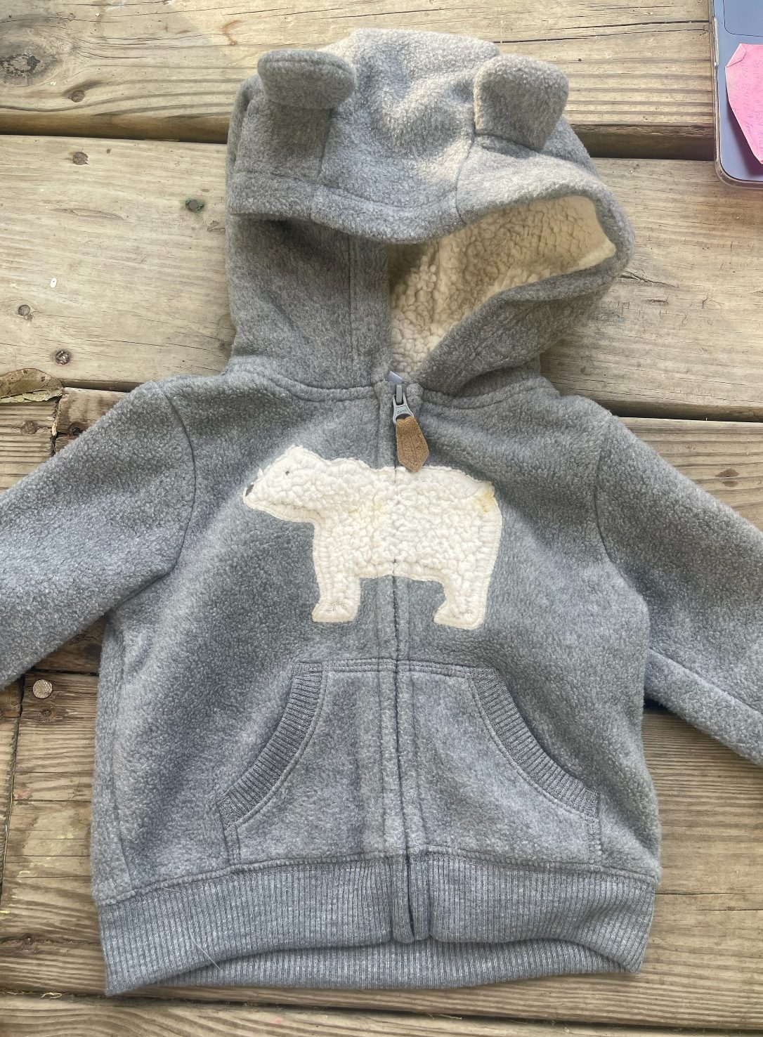 Grey Hoodie with Bear+Hood