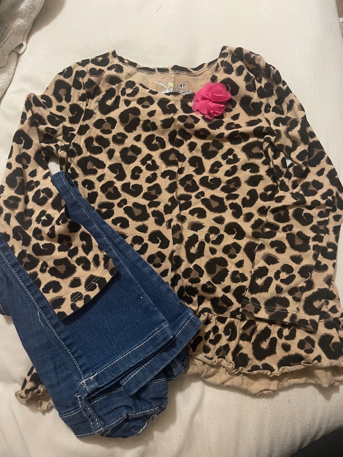 Cheetah print long sleeve + jeans